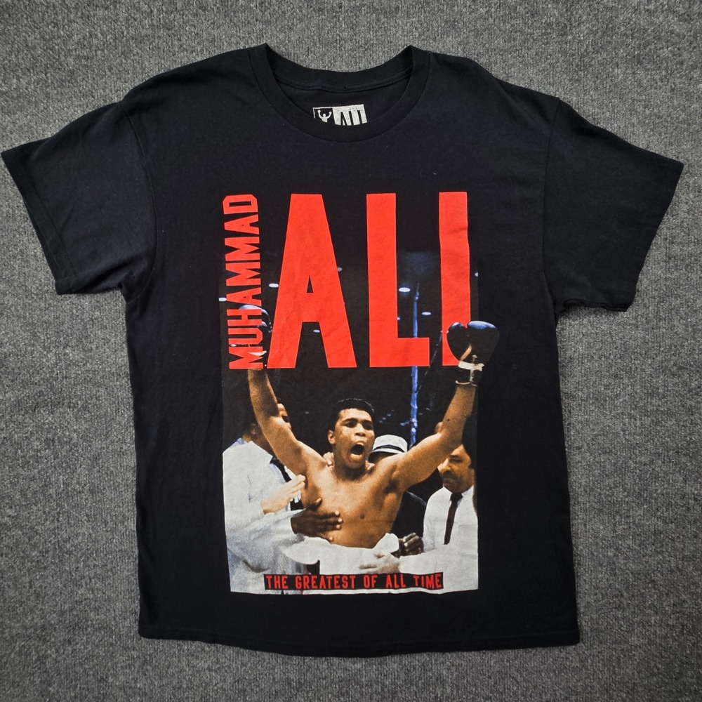 Muhammad Ali T-Shirt Mens Large Black World Champion Boxing Graphic Tee (T7)